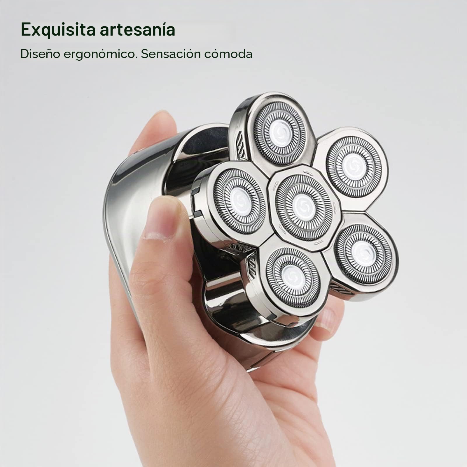 Cabezal caliente, cortapelos eléctrico IPX6 impermeable, ergonómico, 6 cabezales de corte flotante, con cepillo de limpieza facial para hombres