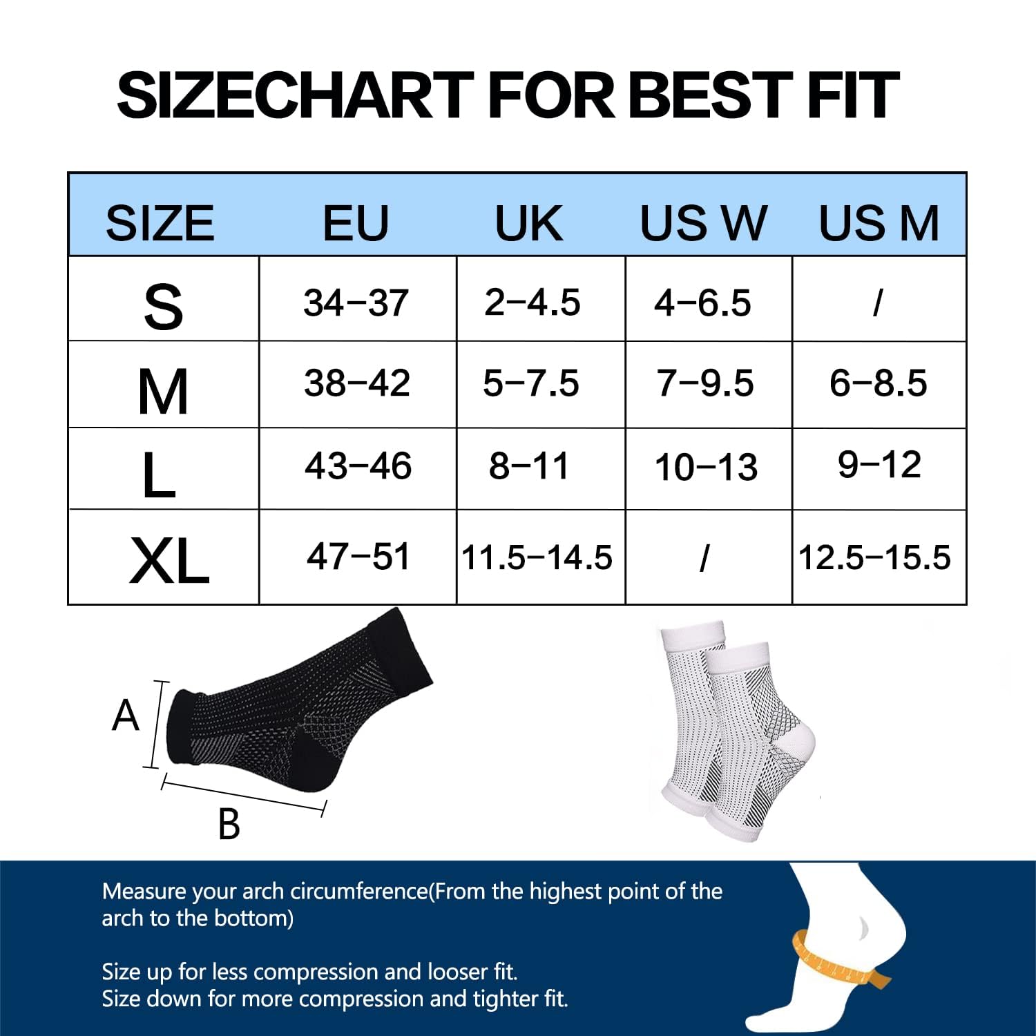 Santéllia Chaussettes de Compression Neuro-Apaisantes 4 Paires de Chevillères de Compression pour Sport - Attelles de Maintien Anti - Douleur