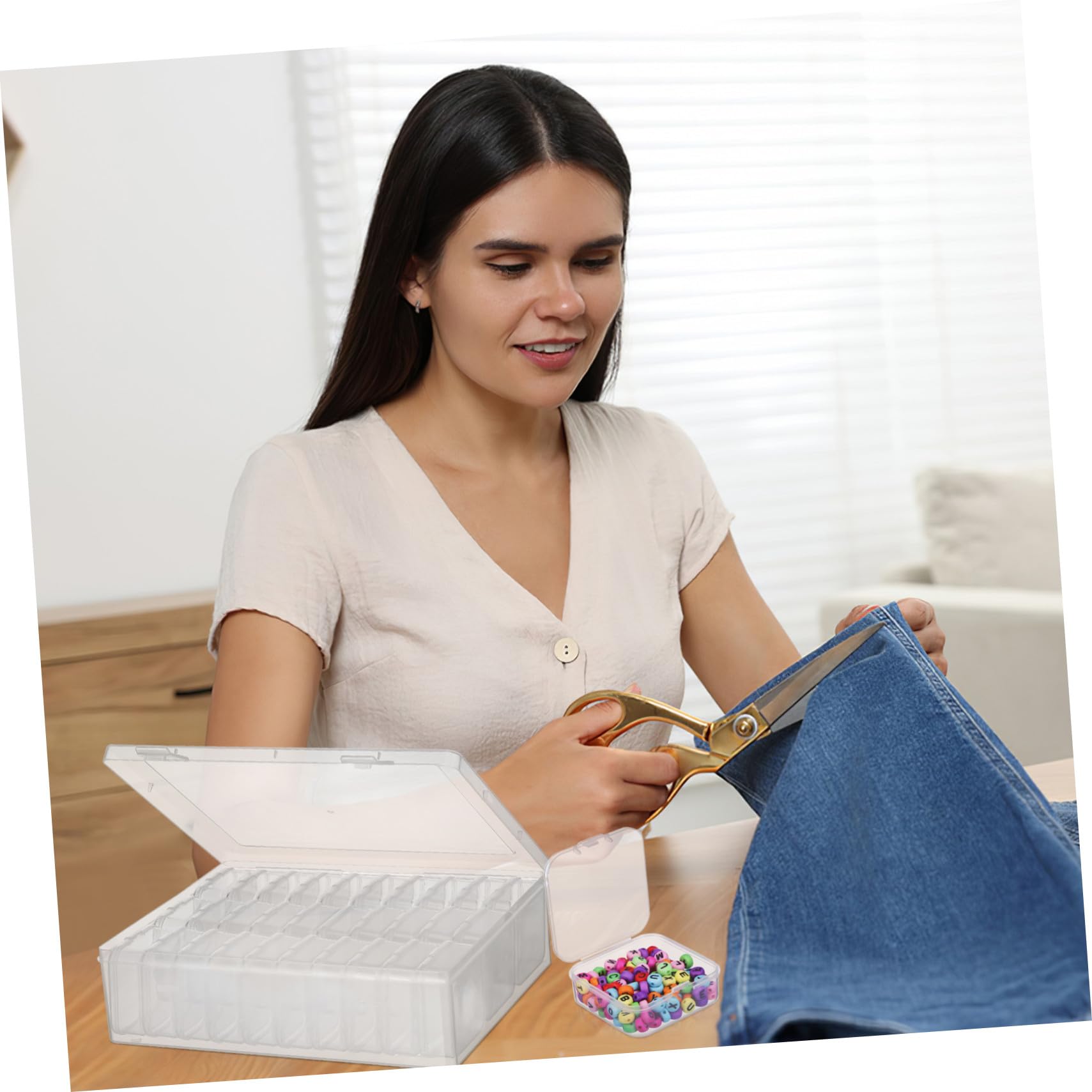 2 Ensembles Boîte Rangement Transparente avec Compartiments Plastiques pour Bureau et Loisirs Organisateur pour Bijoux Perles et Fournitures de Bricolage