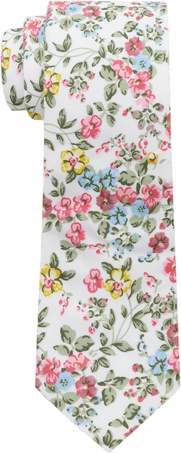 Kids Tie Cotton Floral Ties for Boys Teens Self-Tied Boys Necktie for Age 6-12