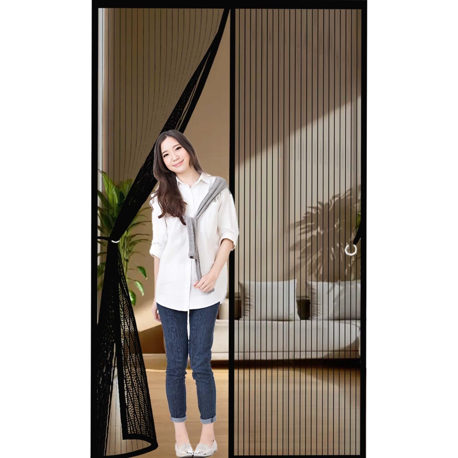 Fly Insect Screen Door 139 x 201 cm Durable, Keeps Bugs Out, Kid and Pet Friendly Fly Screen Door Mesh Curtain Lets Fresh Air in, Hundreds of Sizes, Black
