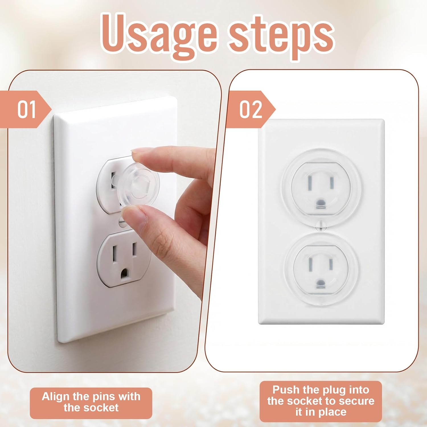 200 Pcs Outlet Covers Bulk, Clear Plastic Plug Covers Electricity Safe Secure Proofing Kit Easy Install for Home, Office, School
