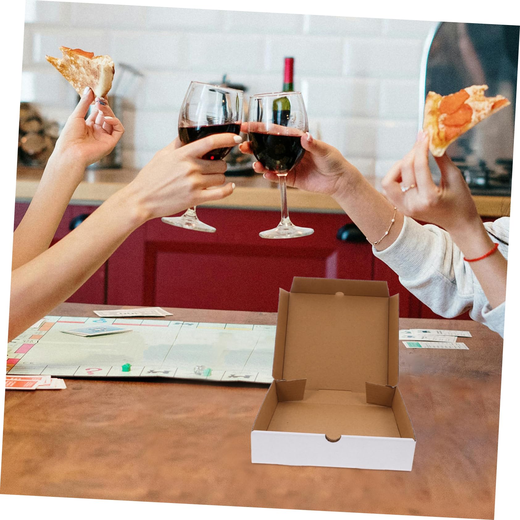 VALICLUD 30pezzi Scatole Per Pizza in Cartone Ondulato Bianco Kraft Pz Resistenti Al Grasso Contenitori Riutilizzabili Per Pizza Da Asporto Torte Biscotti