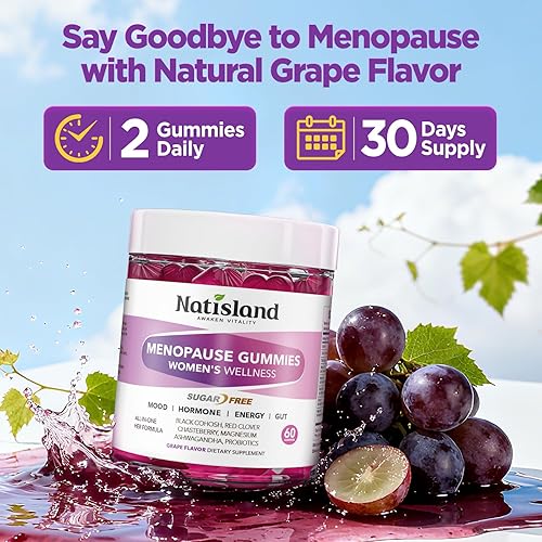 Miniatura 9 de Suplementos de menopausia para mujeres, gomitas, sofocos y sudores nocturnos, alivio de la menopausia con cohosh negro, grosella y probióticos, sin