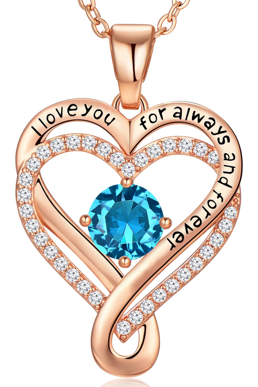 Infinity Love Heart Birthstone Necklace