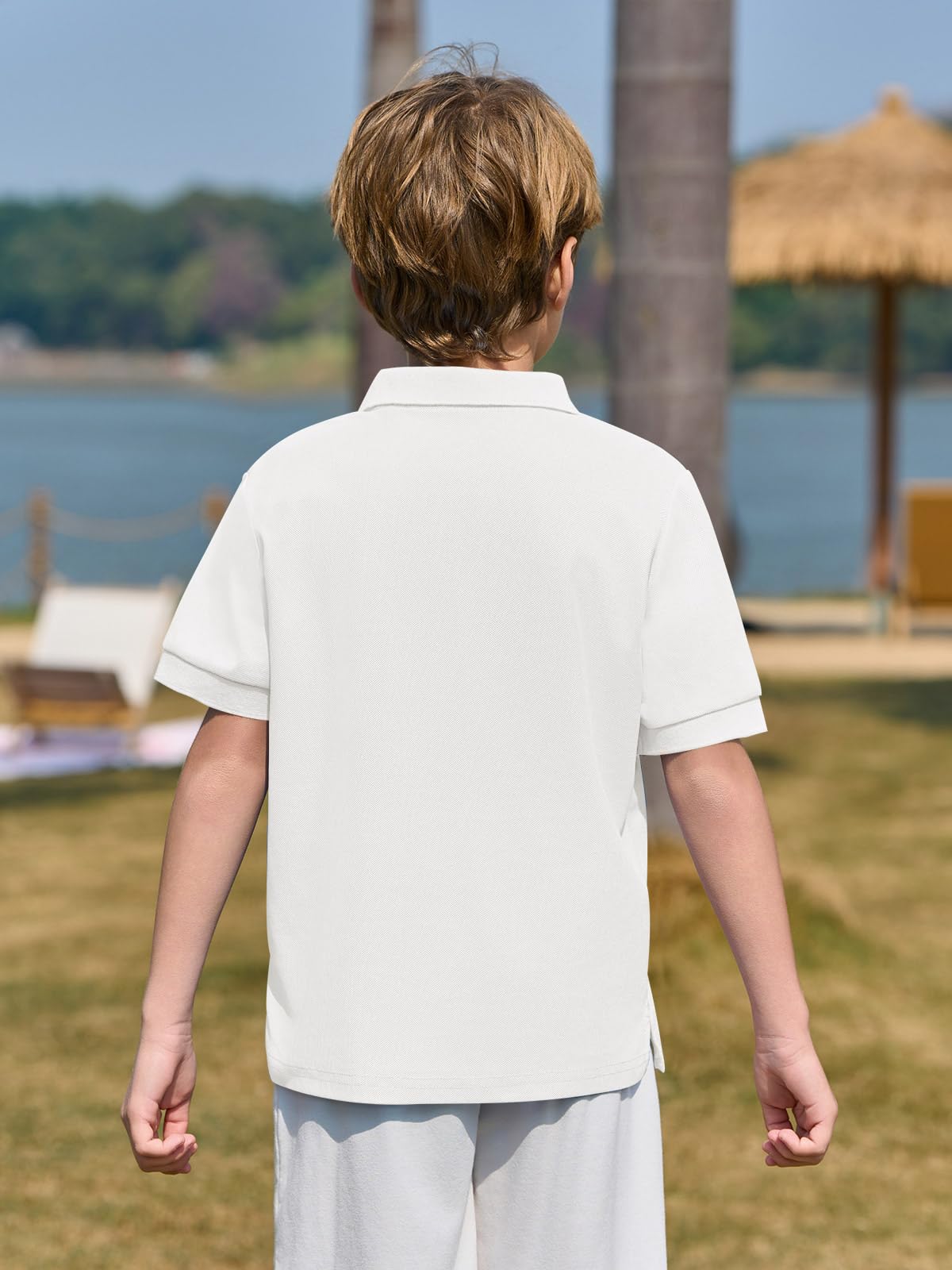 Haloumoning Polo de manga corta para niño, camiseta de verano para niños, monocolor, ligera, corte regular, camiseta deportiva, informal, básica, para 5-14 años — view 5