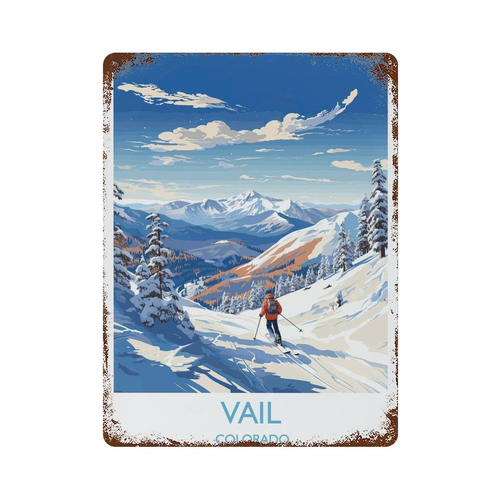 xiaoxiaoshen Vail Travel of Colorado USA Lovers Gift Wall Decor Art Metal Tin Poster Modern Home Decor Art Home Bar Shop Decorations Vintage Sign 40x30cm