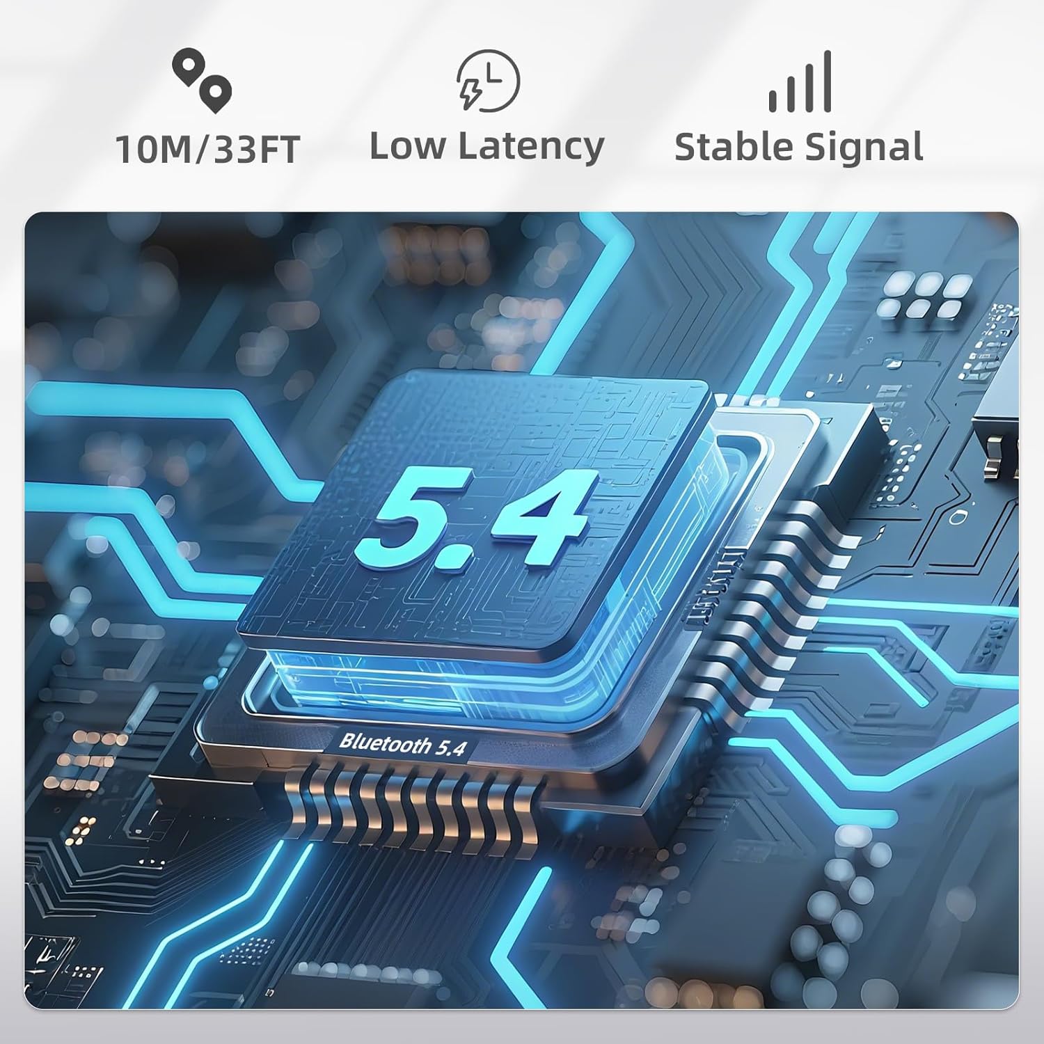 Open Ear Headphones, Bluetooth 5.4 Wireless Earbuds, 40H Playback, with LED Dgital Display, IP54 Waterproof Sports Headphones for Running, Cycling and Gym (Black) - Image 5