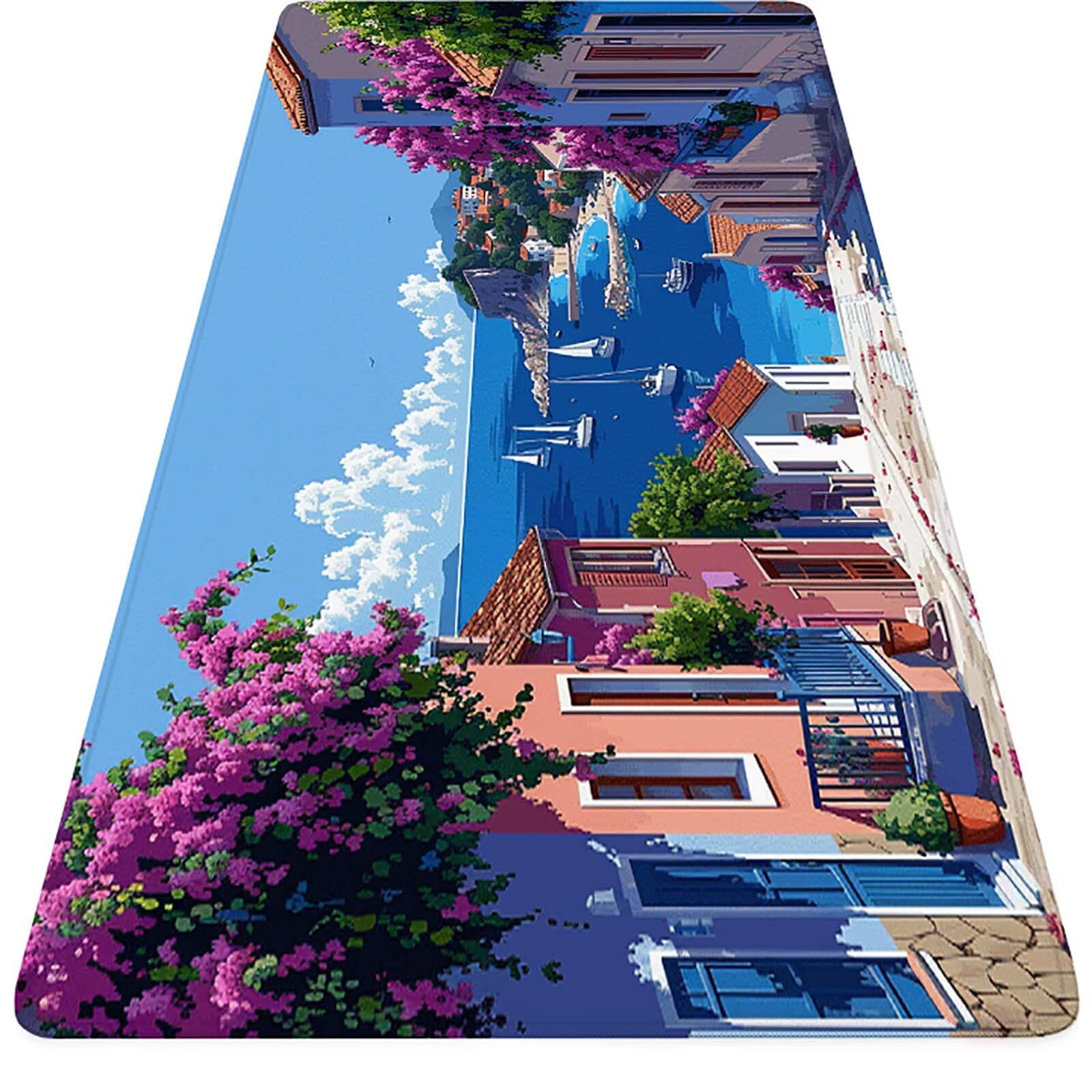 Paesaggio Tappetino Mouse Gaming xxl 1000 x 500 mm, Tappetino Scrivania Blu Con Bordi Cuciti, Presa Stabile su Superfici Lisce, Impermeabile Antiscivolo Mouse Pad per Gaming Accessori Regalo j2-152