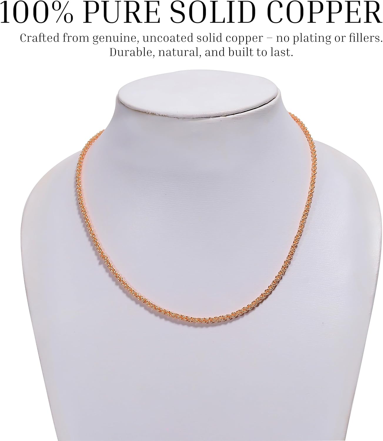 Pure Copper Diamond Cut Chain Necklace Long Heavy Solid Copper Statement Jewelry Set Gift for Women - Image 2