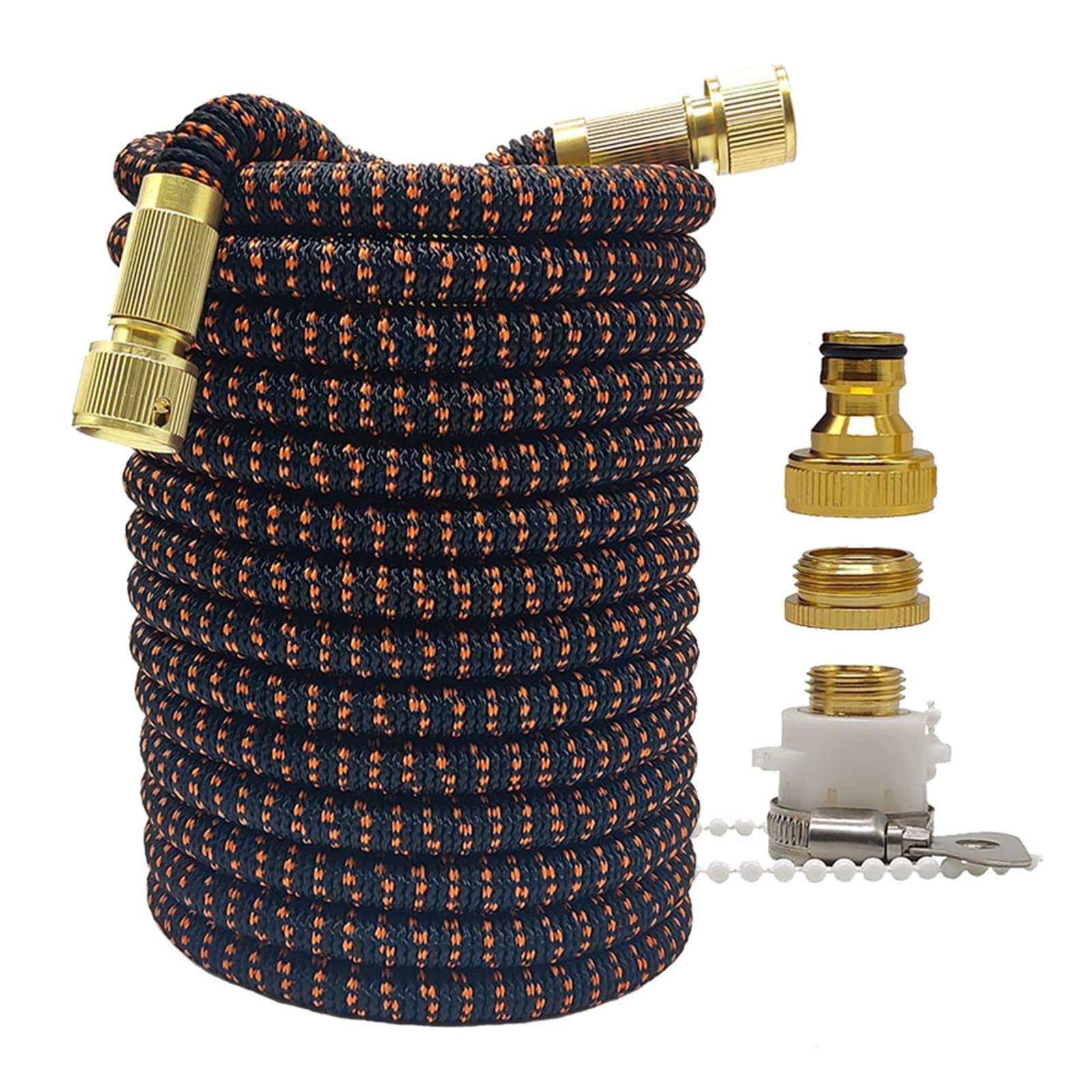 ISCBAFYX Tubo per irrigazione bicolore flessibile espandibile ad alta pressione per casa e giardino 25-100FT per irrigazione agricola Autolavaggio ampiamente utilizzato (Tubo nero arancione, 50FT-15M)