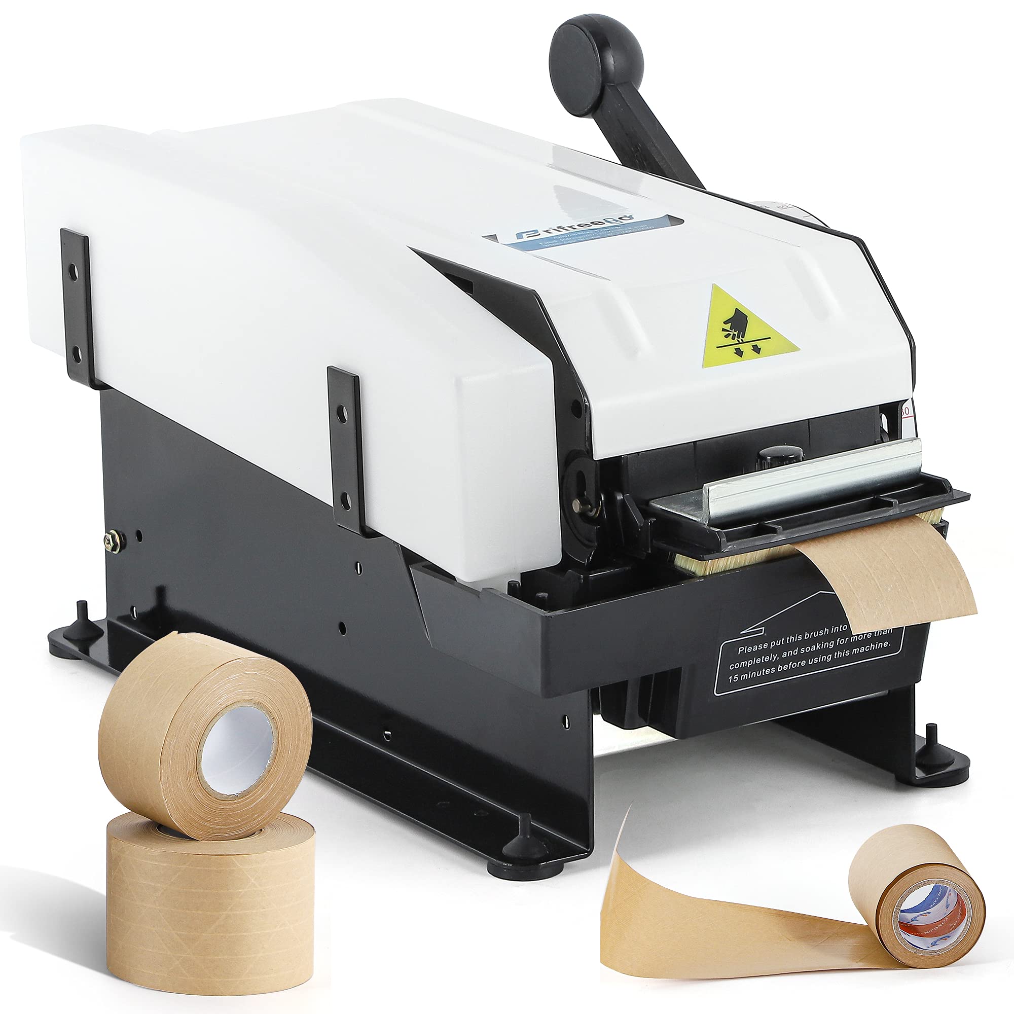 Heavy Duty Water Activated Tape Dispenser, Semi-auto Kraft Wet Tape Dispenser, Cut Tape Length 3.94"-43.3", Length Adjustabel & Easy-Operated, with High Quality Brush & Big Water Tank