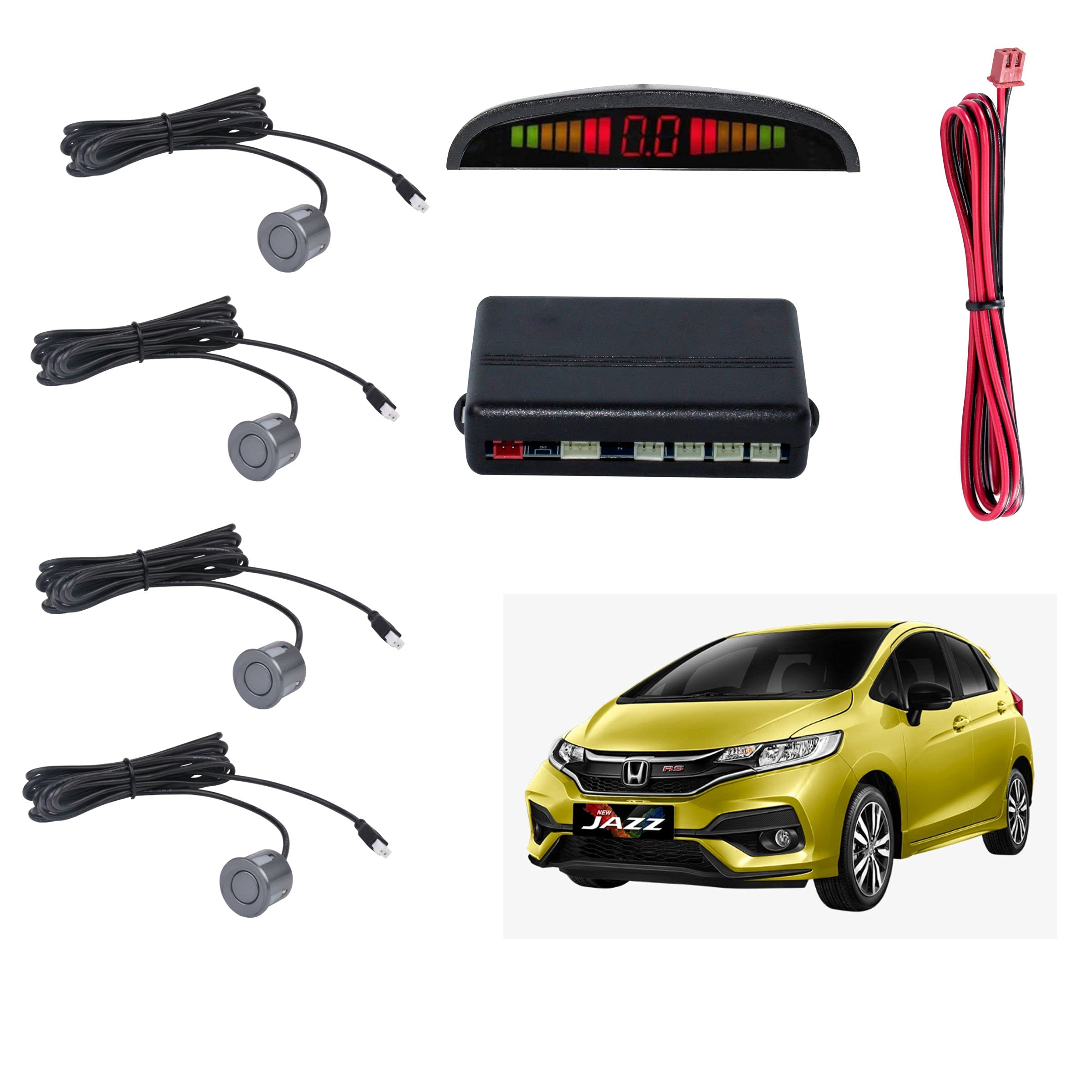 Car Reverse Parking Sensor with LED Display 4 Sensor Reverse Parking Auto Radar Detectors For Honda Jazz (Silver)-picture-16