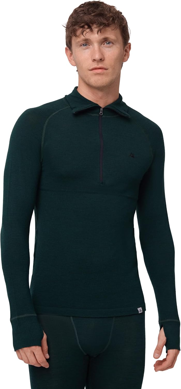 DANISH ENDURANCE Merino Wool Long Sleeve for Men, Thermal Top, Merino Wool Base Layer Underwear, with or Without a Zipper