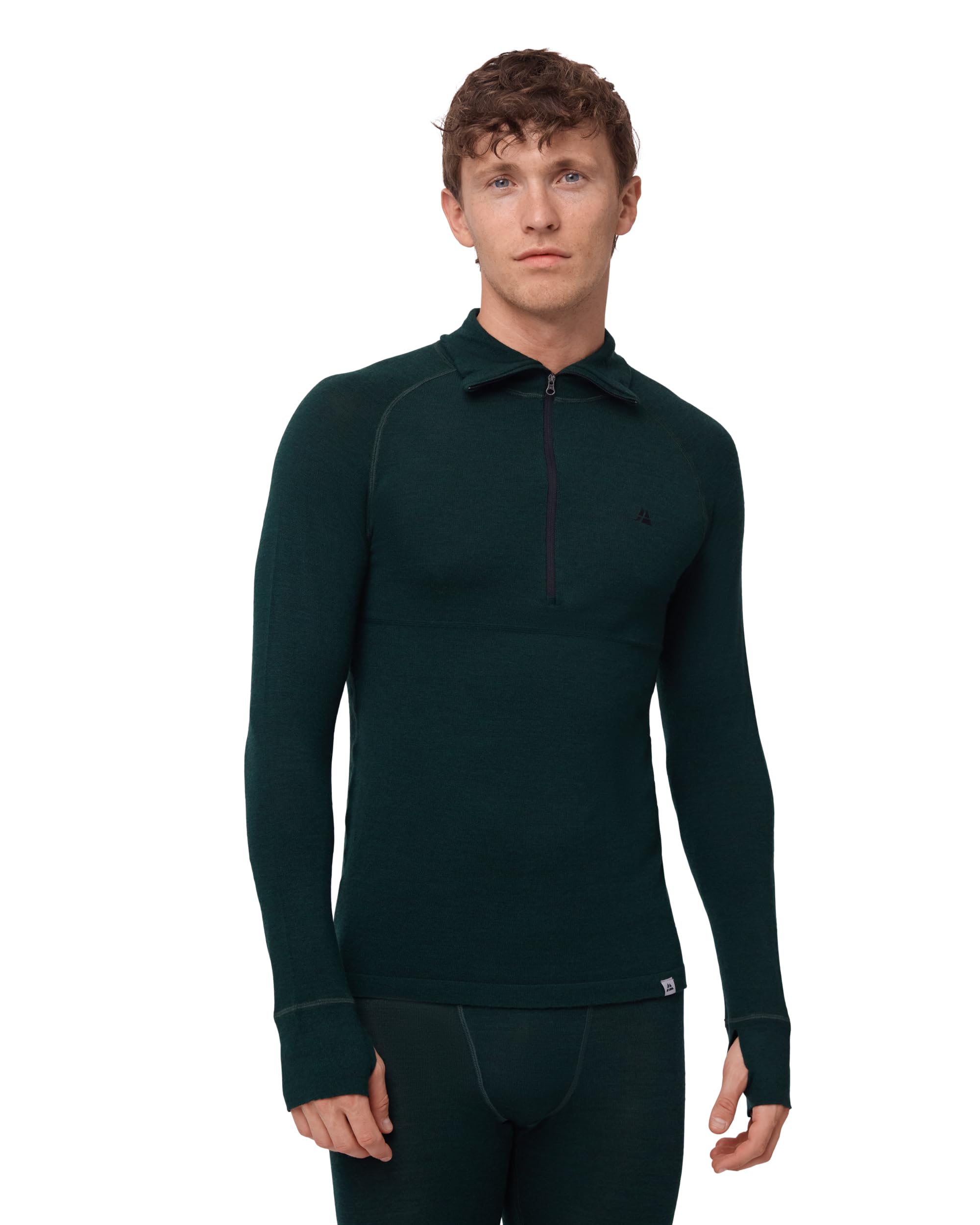 DANISH ENDURANCE Maglia Termica Uomo in Lana Merino, Manica Lunga, per Sci, Trekking, Escursionismo con o Senza Chiusura Zip