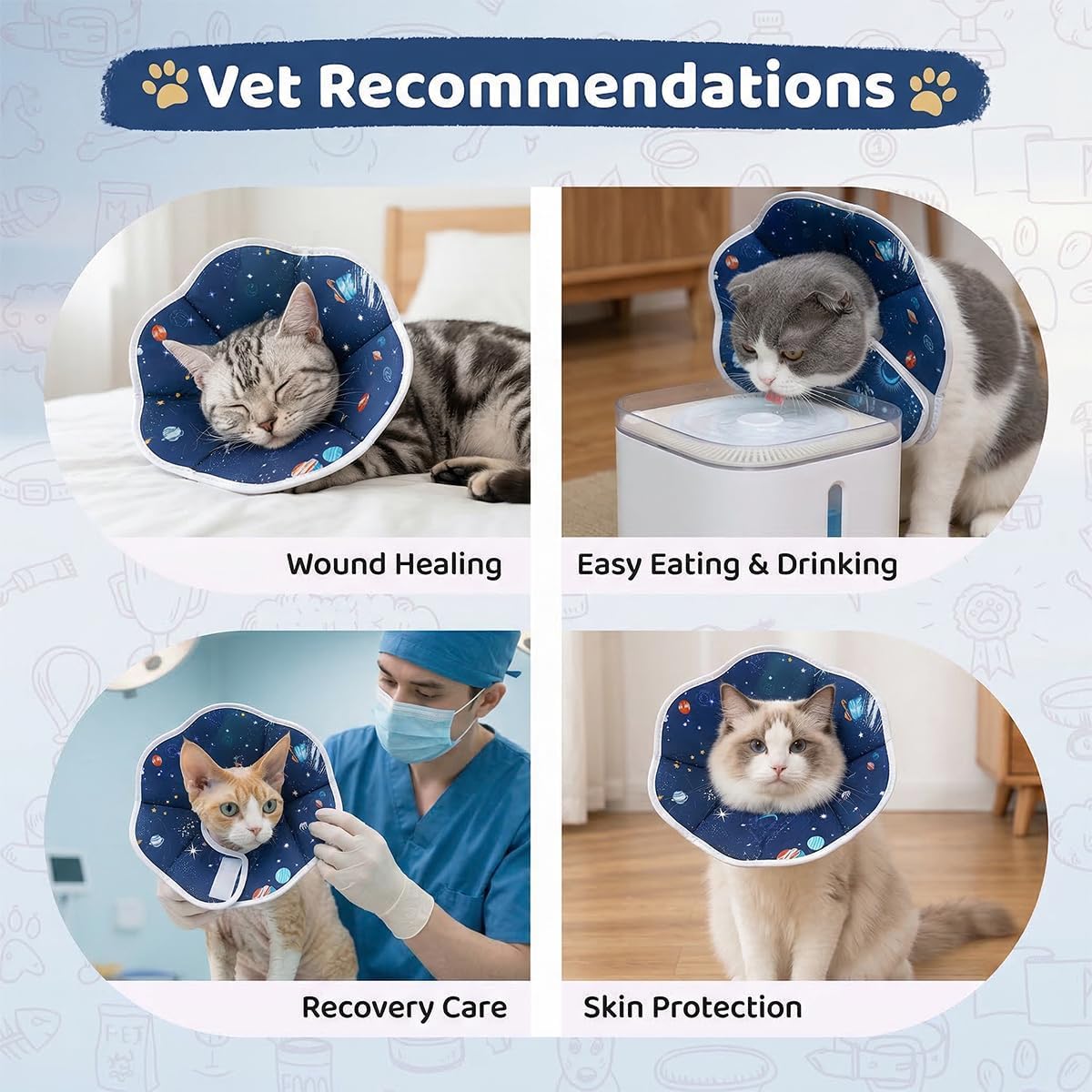 Soft Recovery Collar for Dogs & Cats | Calming Cone Collar to Stop Licking | After Surgery Protective for Small Medium Pets | Flea, Cat Donut, Dog Cone(S)