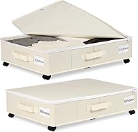 Vista 11 de Under Bed Storage with Wheels, Rolling Under Bed Storage Containers with Label Holders for Clothes, Shoes and Blankets, Underbed Storage Organizer