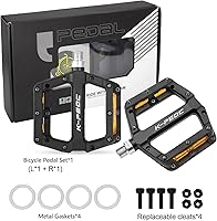 Vista 8 de Pedales de bicicleta de montaña con reflectores, pedales de carretera/MTB, pedales de plataforma de fibra de nailon ligero de 9/16 pulgadas para BMX