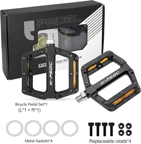 Miniatura 8 de Pedales de bicicleta de montaña con reflectores, pedales de carreteraMTB, pedales de plataforma de fibra de nailon ligero de 916 pulgadas para BMX