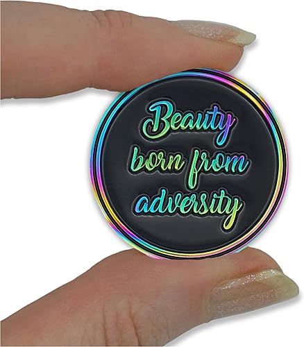 Miniatura 5 de Chip de sobriedad de loto arcoíris  Moneda AA triplaca  Belleza nacida de adversidad token de recuperación (negro)