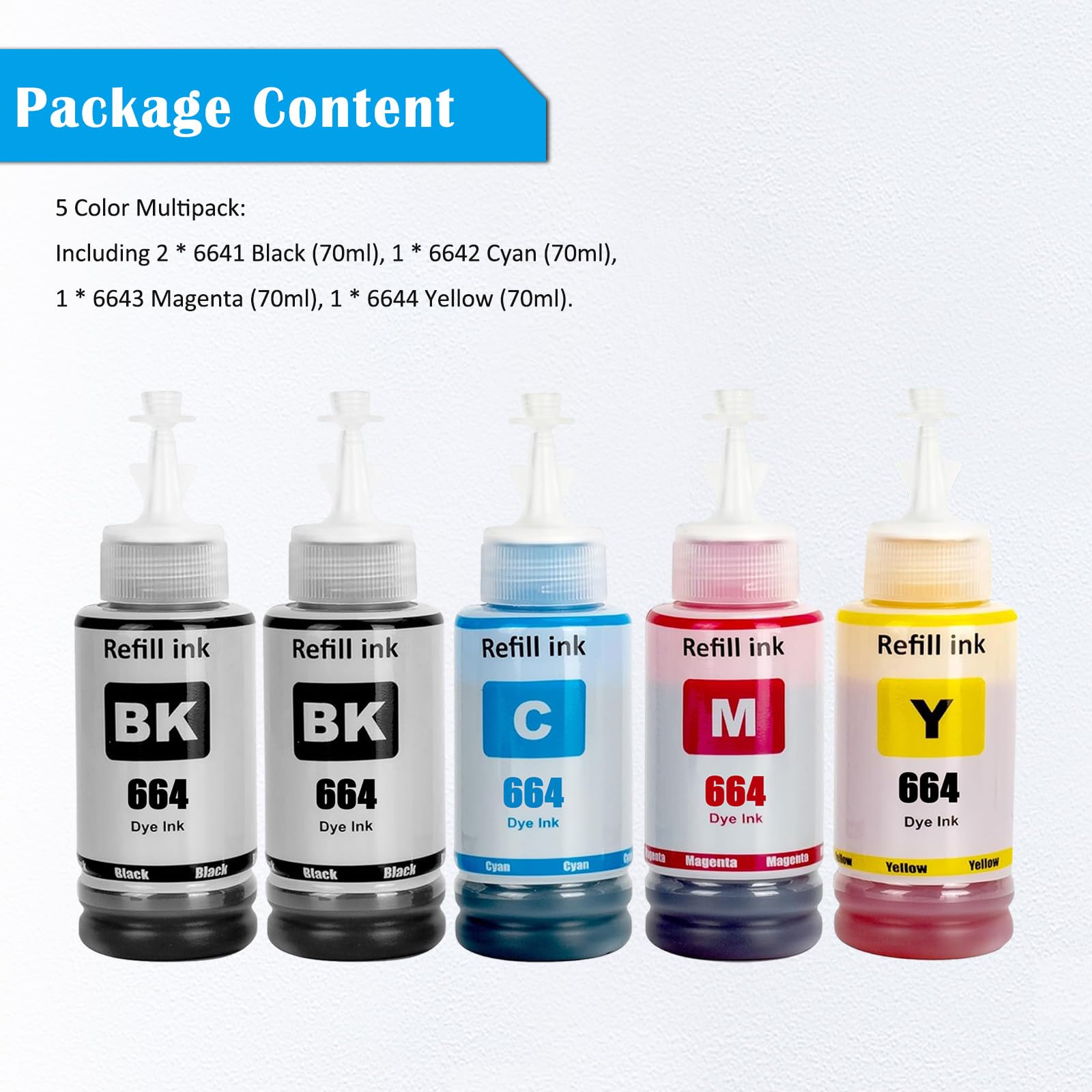 HS Color And Black Compatible For Epson 664 Ink Bottle For L312 L365 L555 ET -2500 ET-2550 ET-2600 ET-2650 ET-16500 ET-14000