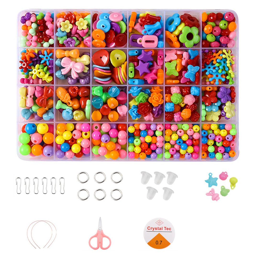 KSIUW Hacer Pulseras niñas - Niños Bricolaje Conjunto de Cuentas Juego de Cuentas Bricolaje para niños, Cuentas Coloridas para Hacer Joyas para Niños Pulseras de Bricolaje Cuentas de Collares