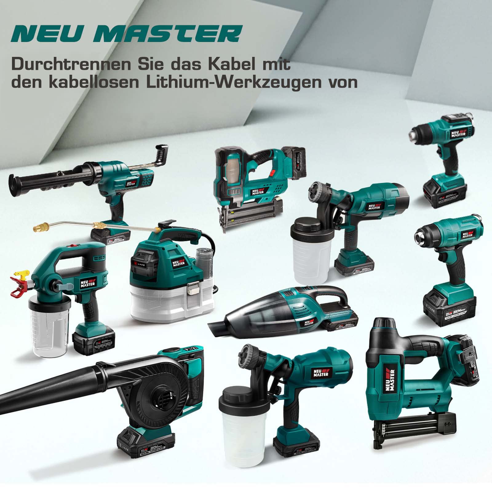 MASTER 18V System Akku Tacker Nagelpistole inkl. 2000mAh Akku, Schnellladegerät, 800 Nägel und 200 Klammern