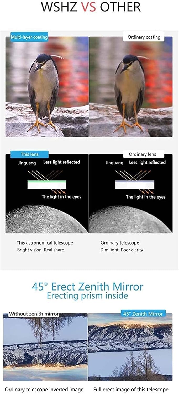 Stargazing Telescope 80900 Professional Astronomical Reflector Telescope with Fully Coated Glass Optics 10/25mm 2 Eyepieces