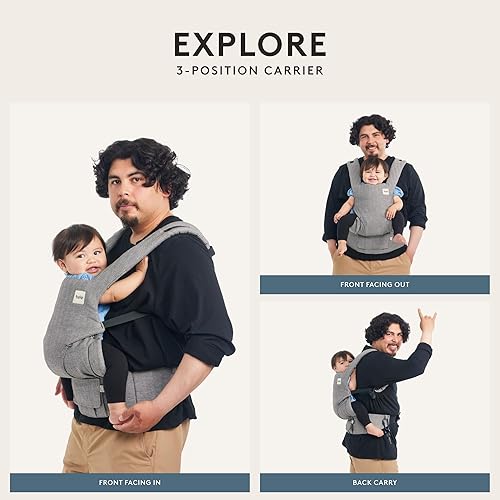 Miniatura 4 de Baby Tula Explore - Portabebés de algodón de 7 a 45 libras, portabebés ajustable para recién nacidos a niños pequeños, múltiples posiciones