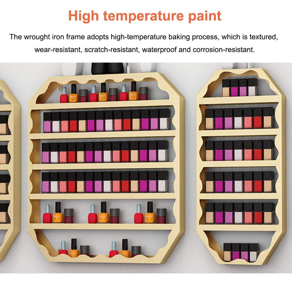 Expositor Metálico para Esmaltes De Uñas, Expositor De Pared De 6 Niveles, Resistente Al Agua Y Antioxidante, para Cosméticos Y Esmaltes, Dorado, E