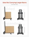 VEVOR Folding Hand Truck, 290 lbs Load Capacity, Collapsible Luggage Cart with 4 Wheels, 2 Elastic Ropes & Expandable Base, Utility Dolly Platform Cart for Airport Travel Luggage Office Moving, Black