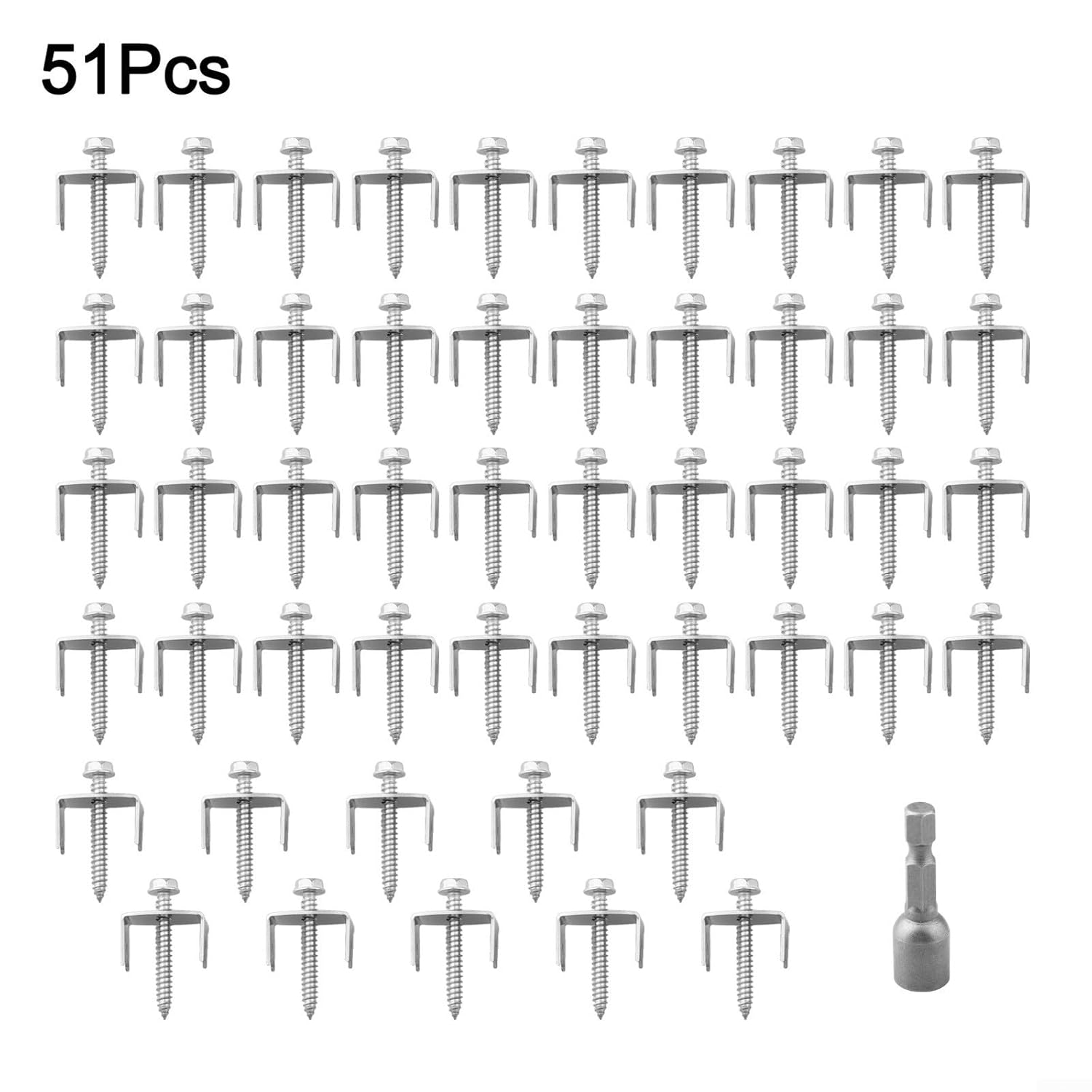 50PCS 304 Steel Fence Staples Softwood, Wire Mesh & Woven Fencing with Screws and Hex, Proof Garden Fasteners 1.6 Inch