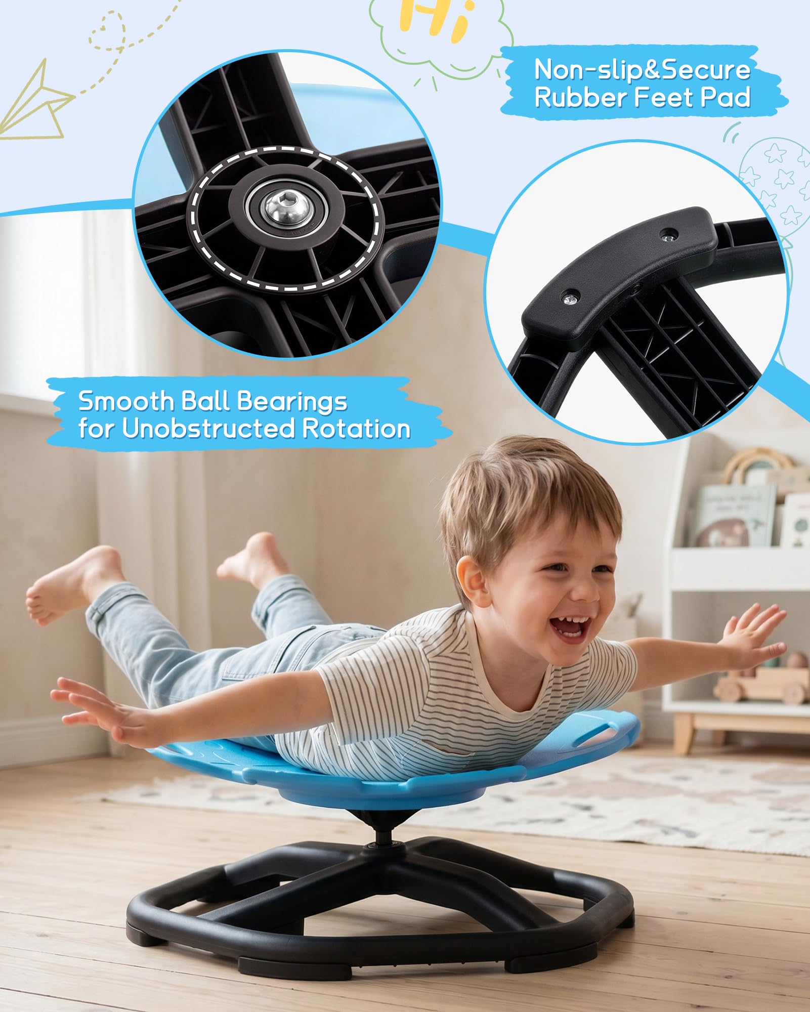 BEJOY Silla giratoria sensorial para autismo, silla giratoria para niños, juguetes sensoriales para autismo para niños pequeños, equipo sensorial para autismo para entrenamiento de coordinación física