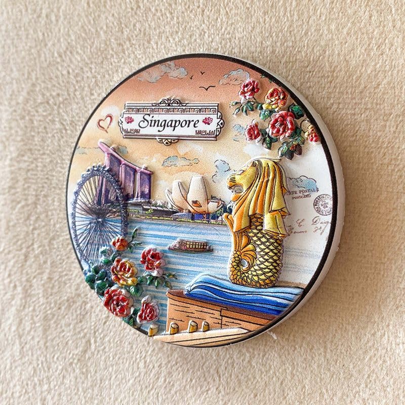 Imán decorativo 3D para refrigerador, diseño Singapur miniatura 2