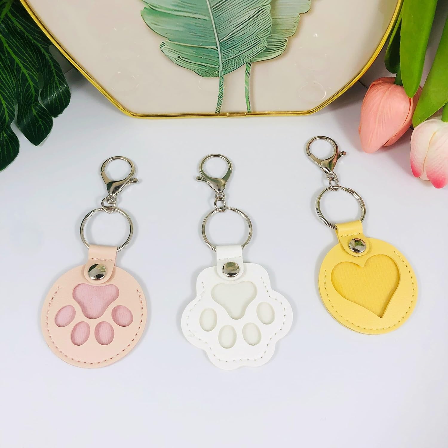 Pet Hair Storage Keychain, Dog Cat Fur Container Collector Keepsake, PU Leather Memorial Keyring, Collar Bag Charms image 3