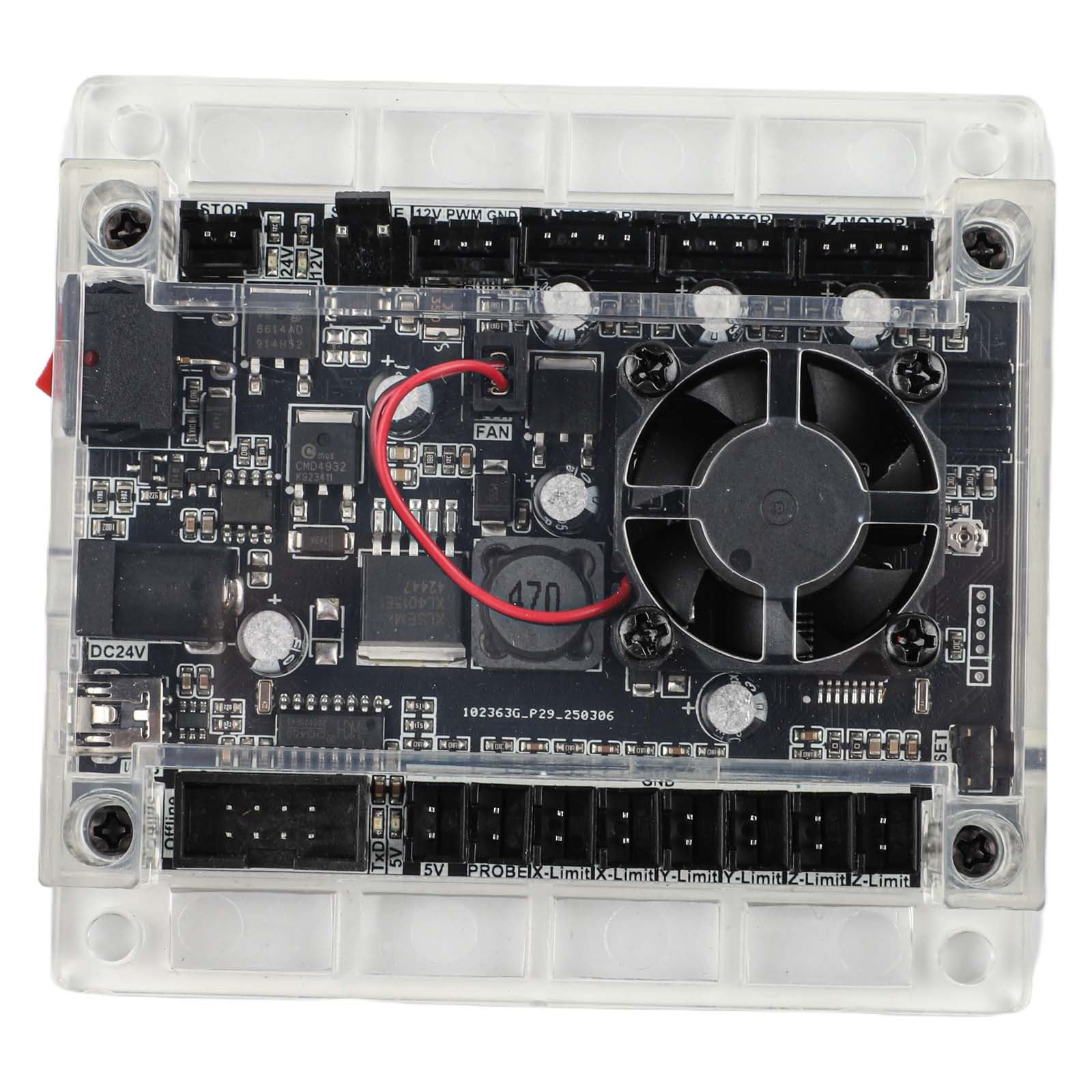 GRBL - Placa controladora, tarjeta de control CNC para máquina grabadora 3018 PRO, 2418, interfaz USB, soporte sin conexión, 24 V, con refrigeración por ventilador