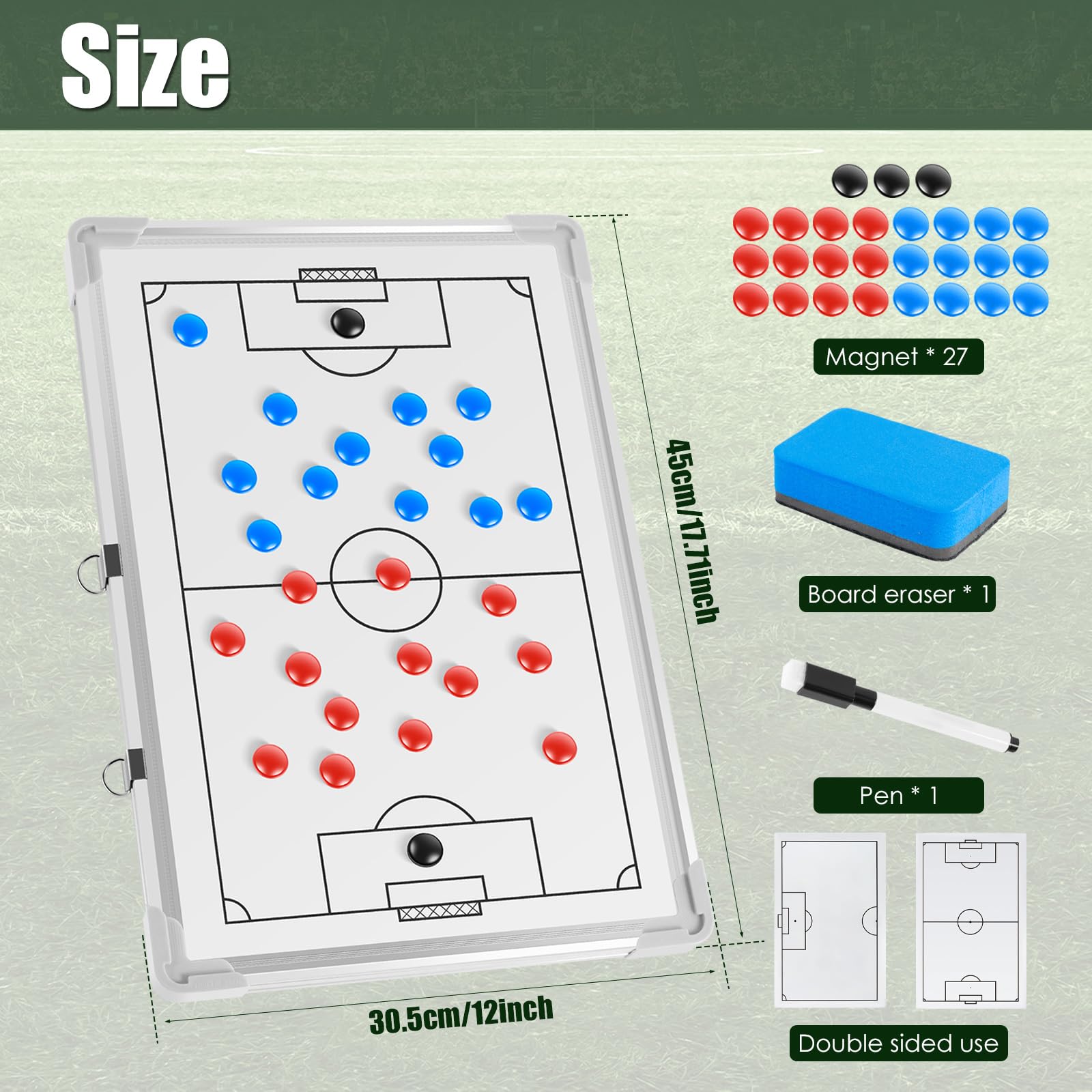 KTZCTPCA Tableau de stratégie de football, tableau de stratégie magnétique effaçable avec stylo, tableau de stratégie effaçable à sec pour