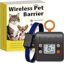 FLYSPEAR Wireless Cat Barrier - Rechargeable Indoor Barrier with 6 Adjustable Range Radius up to 7 ft, 6 Adjustable Safe Static Intensity for Cats Small Dogs with Hook (Wireless Barrier Kit)