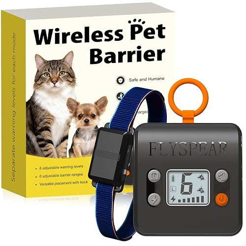 FLYSPEAR Wireless Cat Barrier - Rechargeable Indoor Barrier with 6