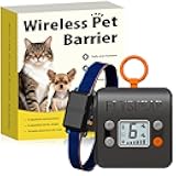FLYSPEAR Wireless Cat Barrier - Rechargeable Indoor Barrier with 6 Adjustable Range Radius up to 7 ft, 6 Adjustable Safe Static Intensity for Cats Small Dogs with Hook (Wireless Barrier Kit)