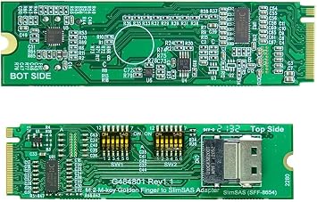Micro SATA Cables|M.2 M-Key PCIe Gen4 to SlimSAS 4i (SFF-8654) Adapter with ReDriver for High-Speed Data Transfer