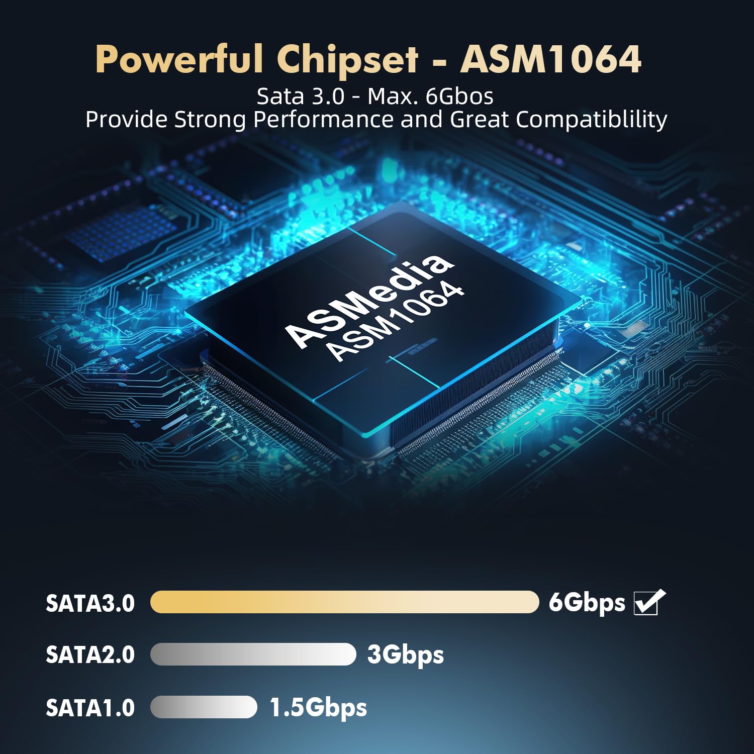 Binardat M.2 a scheda SATA a 4 porte, controller SATA 3.0 da 6 Gbps, include 4 cavi, per Windows 10/11