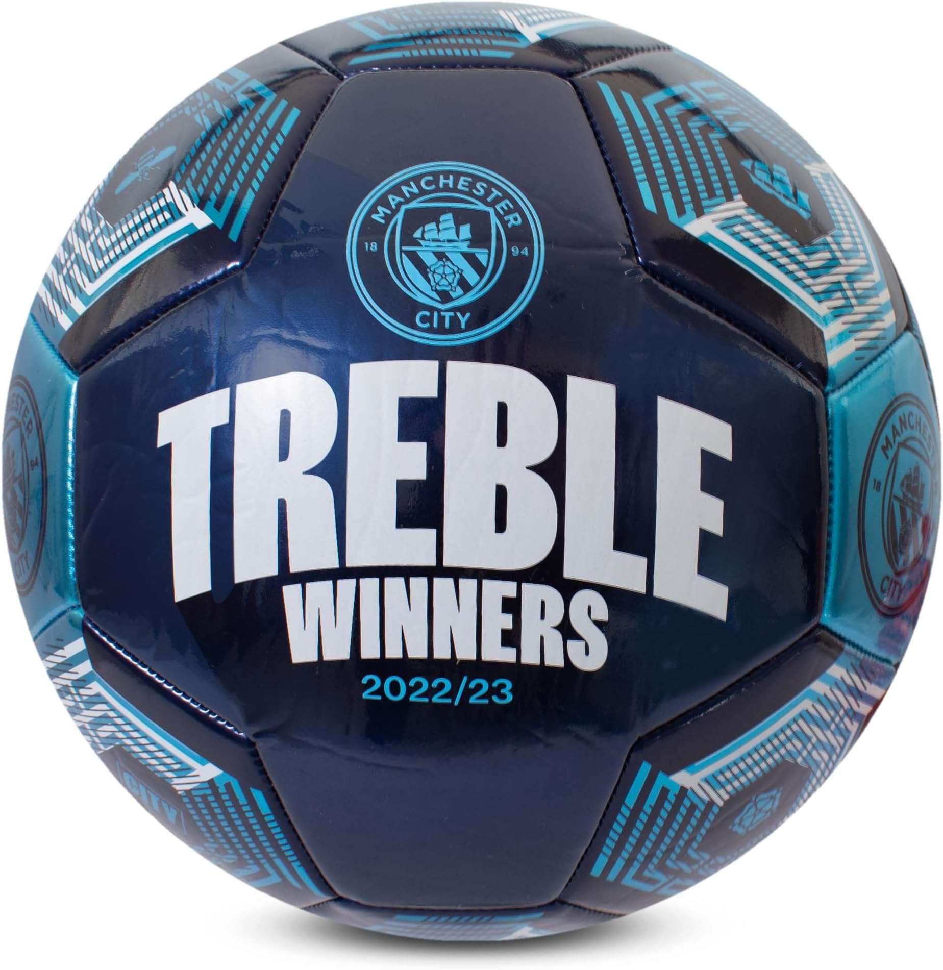 Hy-Pro Officially Licensed Manchester City Treble Winners Football - Size 5 Football with Durable PVC, Collector's Edition - Ideal for Fans & Players for Man City Supporters
