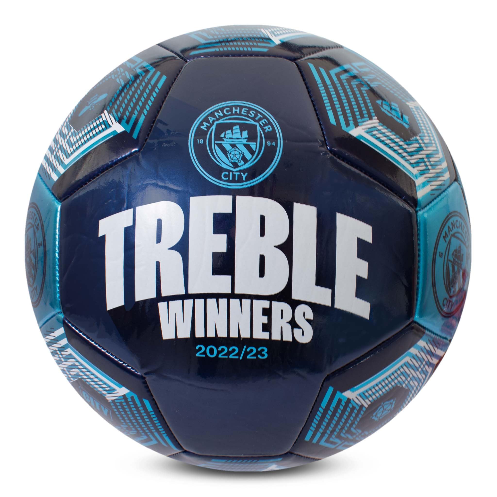 Hy-Pro Officially Licensed Manchester City Treble Winners Football - Size 5 Football with Durable PVC, Collector's Edition - Ideal for Fans & Players for Man City Supporters
