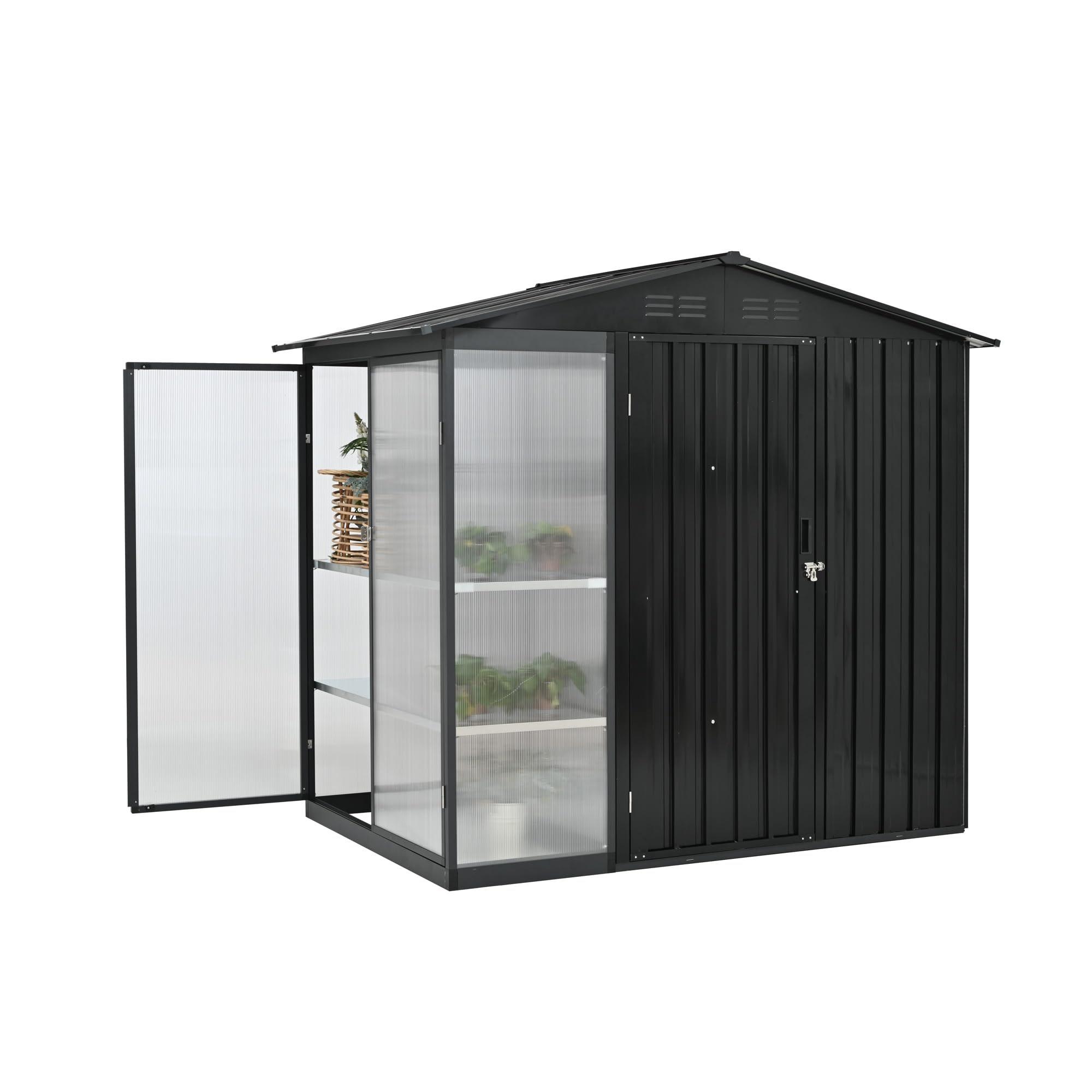 Amazon | 【収納ラック付き】屋外物置 スチール 大型収納庫 防錆 防水 