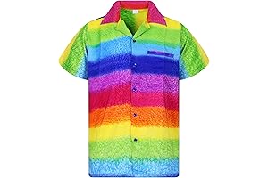 Funky Hawaiian Rainbow Button-Up Shirt for Men