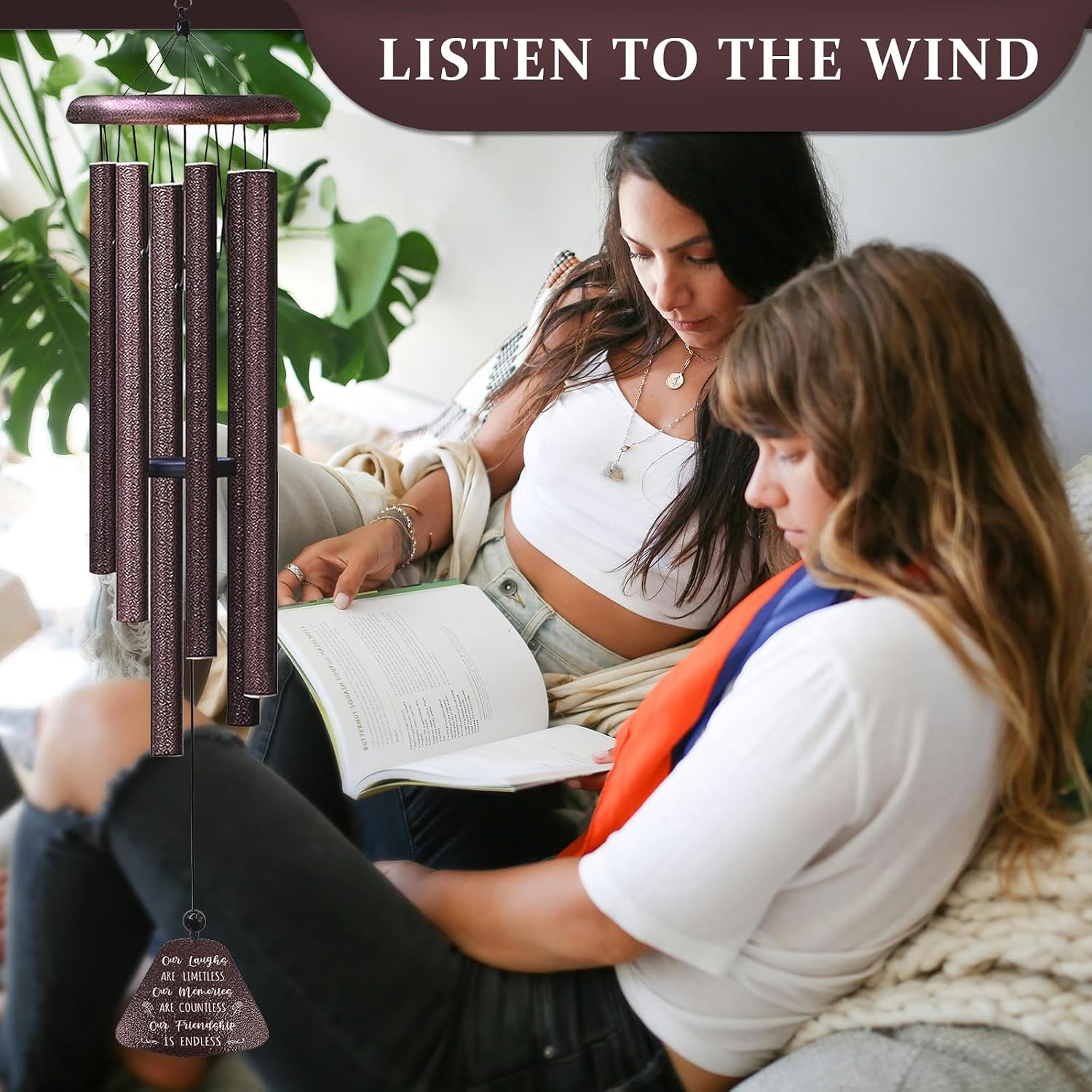 BFF Gifts for Women, Birthday Gift for Best Friend Female 32" Wind Chimes, Best Friends Graduation Birthday Gifts for Bestie, Unique Long Distance Soul Sister BFF Friendship Gift Ideas image 4
