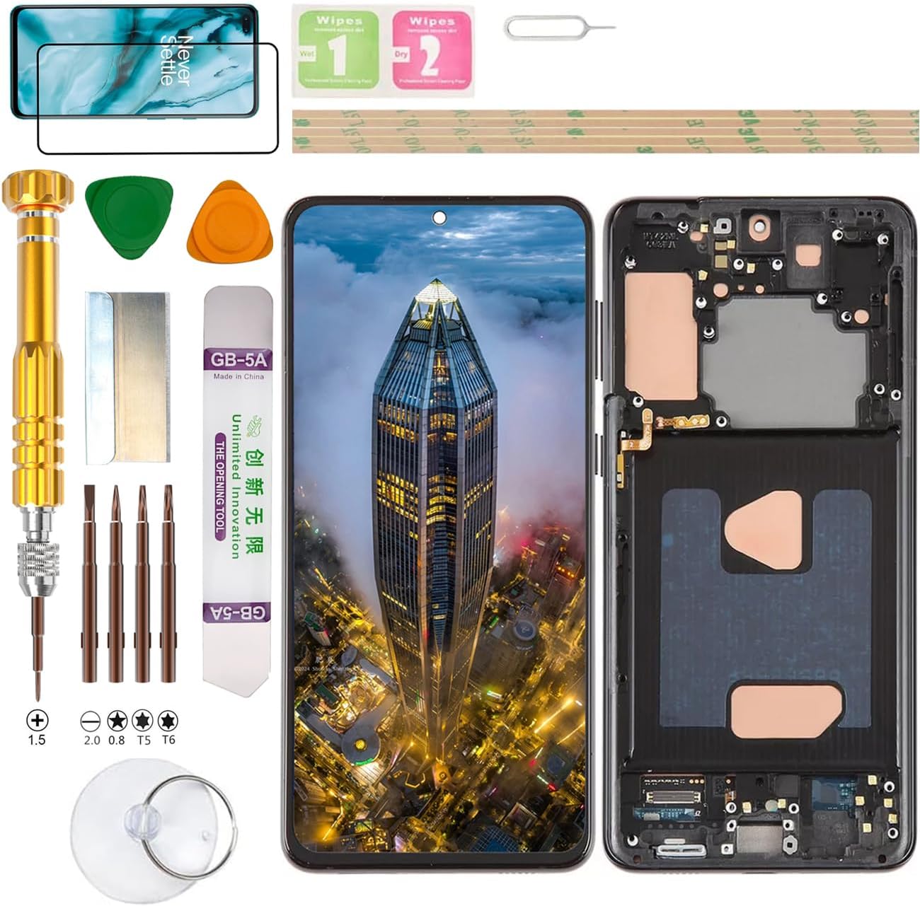 Fingerprint Free LCD Display Assembly for Samsung Galaxy S21+ Plus 5G SM-G996B/DS G996B G996U G996U1 G996W G996N G9960 Screen Replacement Kit Black