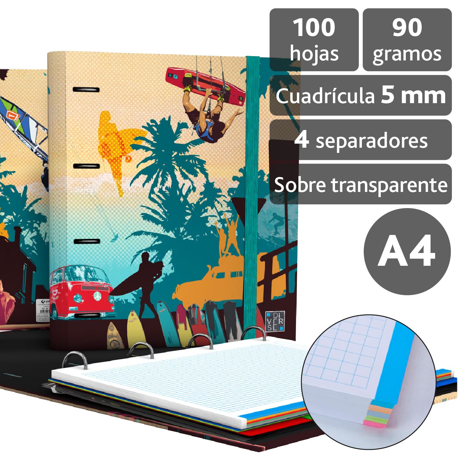 Grafoplás Ringordner A4 Hawaii - Mit Nachfüllung & Trennblättern