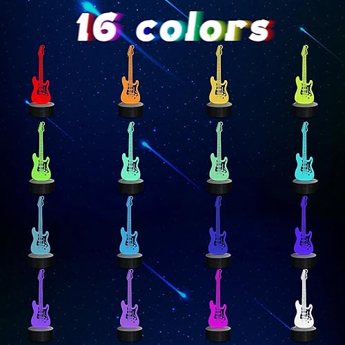 Miniatura 8 de Accesorios de guitarra, paquete de 2, luz nocturna de guitarra eléctrica 3D LED + regulable, letrero de pared acústico de neón, alimentado por USB,